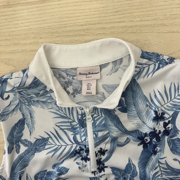 Tommy Bahama Active Golf Polo Tank Top Size Large Floral Tabu Jungle Quarter Zip - Picture 5 of 8